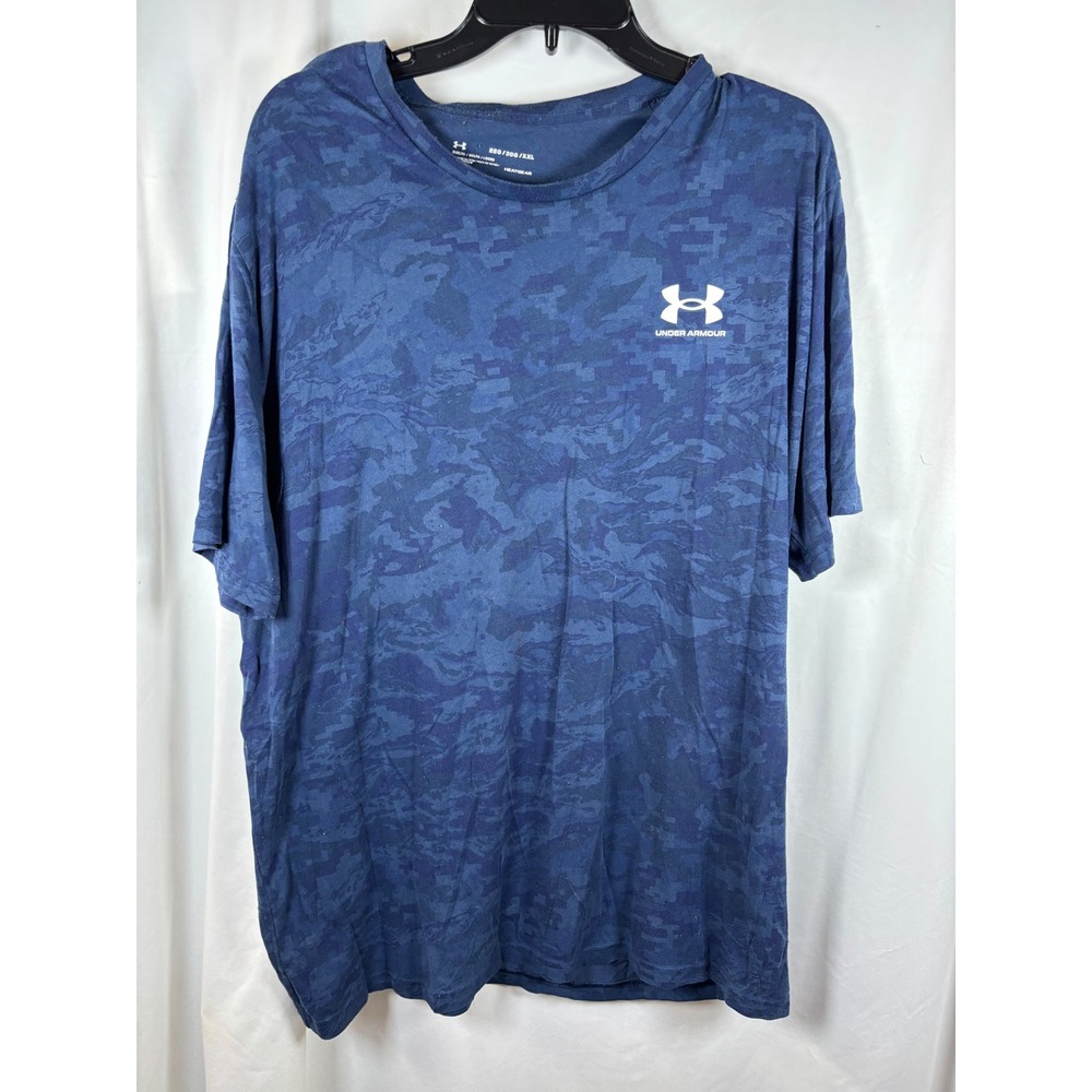 Under Armour Mens HeatGear Blue Digital Camo Short Sleeve T-Shirt XXL Loose Fit